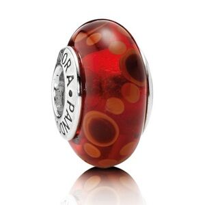 Authentic Pandora Retired Murano Glass Red Bubbles S925 Ale Charm *Imperfect*